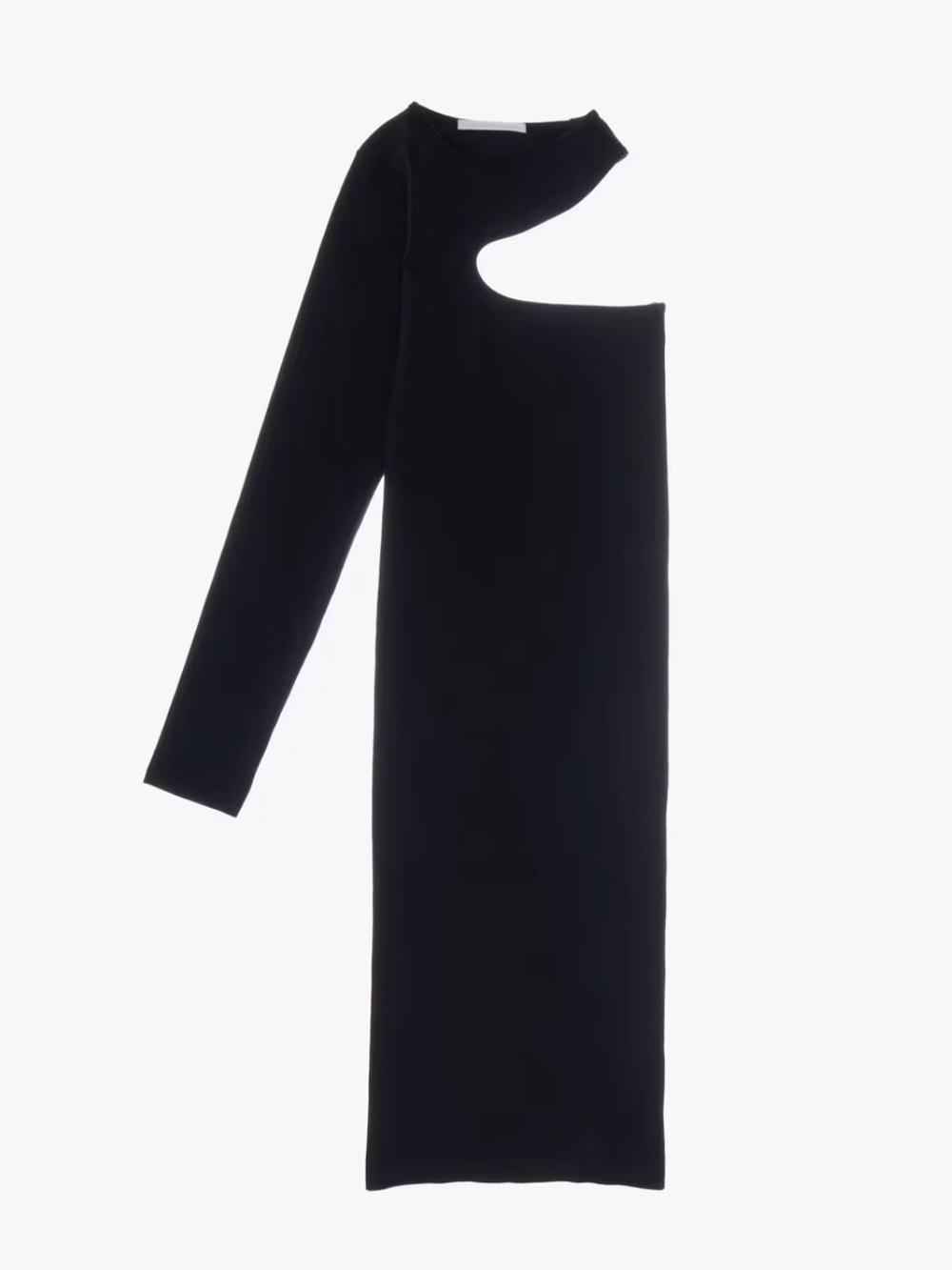 Helmut Lang Black Asymmetrical One-Sleeve Cutout Dress